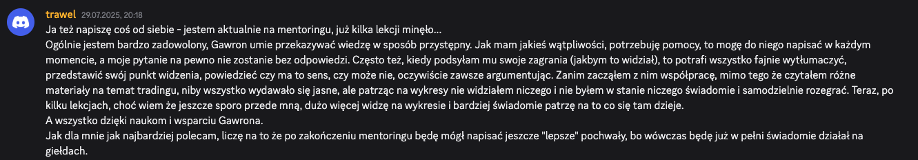 Opinia trawel (29.07.2025) z serwera Discord